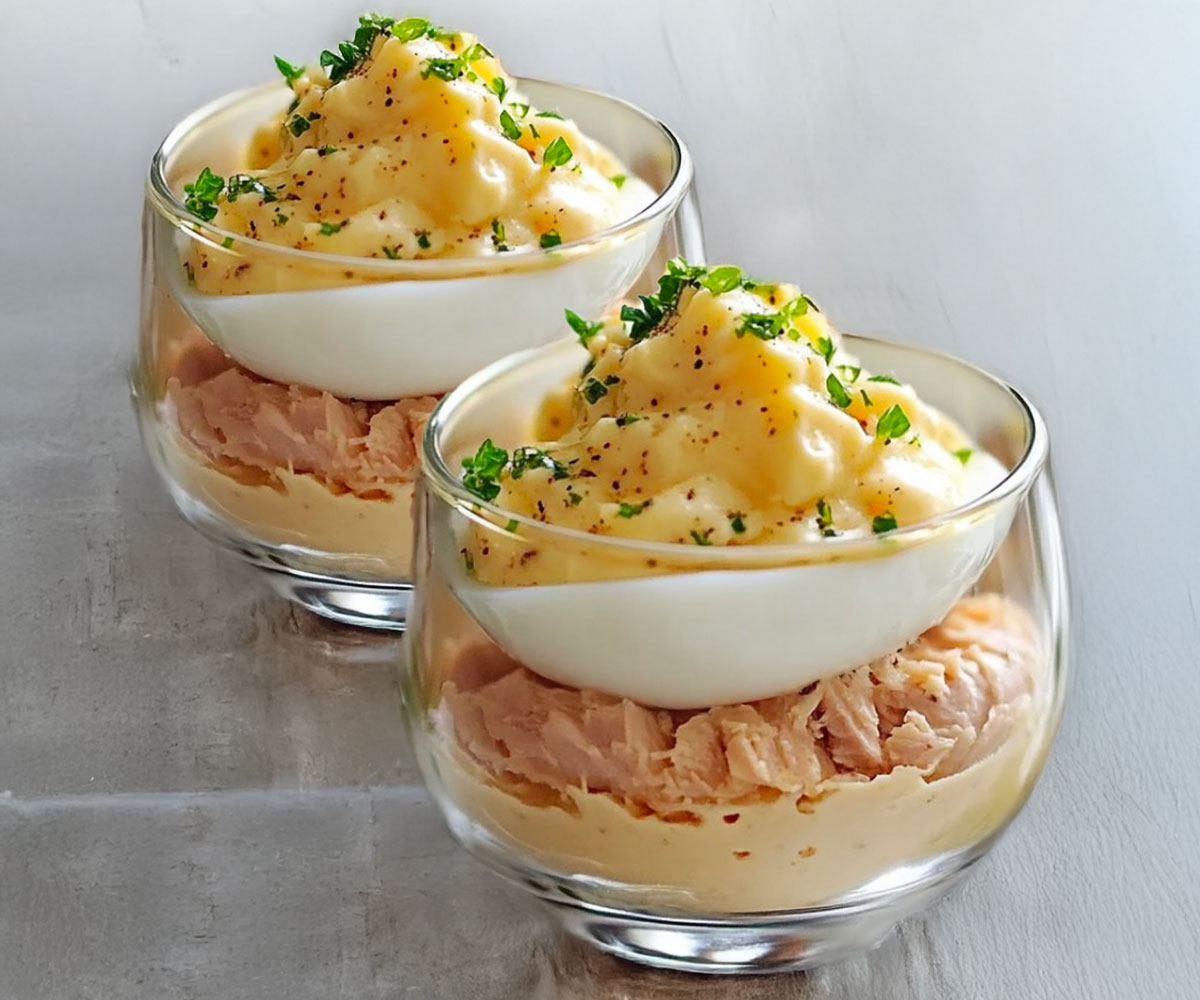 Verrines Thon aux OEufs Mimosa et Mayonnaisedww