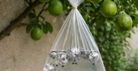 Suspendre un sac deau a une branche un effet curieux.jpg